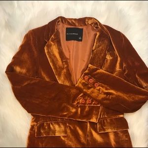 Olivaceous Burnt Orange Velvet Blazer small